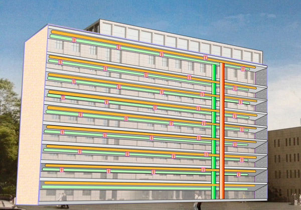 地源热泵廊坊物探楼内室温监控布置